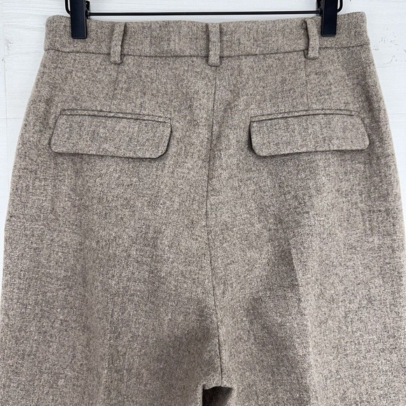 Ava Molli Women Wide Leg Trouser Pants Medium Khaki 100% Wool Pleated High Rise - Picture 8 of 15